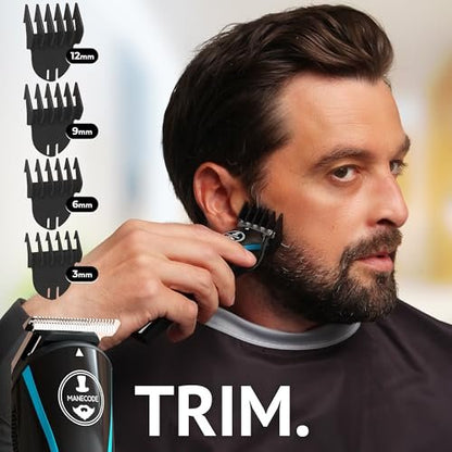 MANECODE 11-in-1 Men's Beard and Mustache Electric Trimmer Kit - Cordless Body and Nose Hair Trimmer with USB Rechargeable Battery