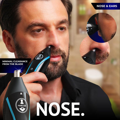 MANECODE 11-in-1 Men's Beard and Mustache Electric Trimmer Kit - Cordless Body and Nose Hair Trimmer with USB Rechargeable Battery