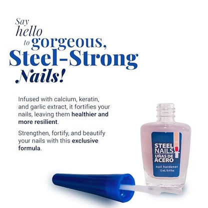 Amen Beauty Steel Nails: Nail Strengthener & Clear Nail Polish for Damaged Nails – Hardener & Growth, Keratin Treatment, Extra Strength (0.4 Fl Oz, Nude)
