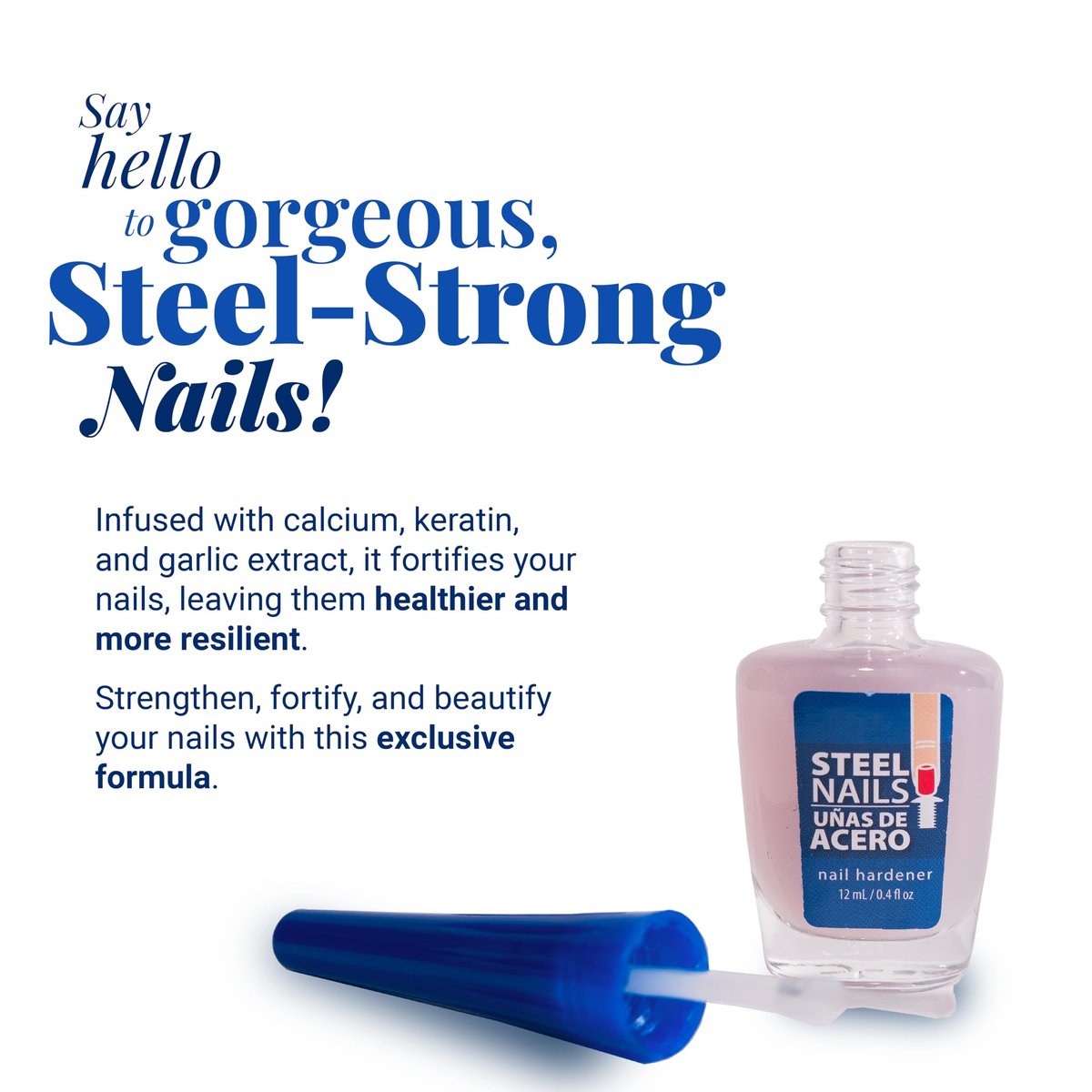 Amen Beauty Steel Nails: Nail Strengthener & Clear Nail Polish for Damaged Nails – Hardener & Growth, Keratin Treatment, Extra Strength (0.4 Fl Oz, Nude) - görsel 7