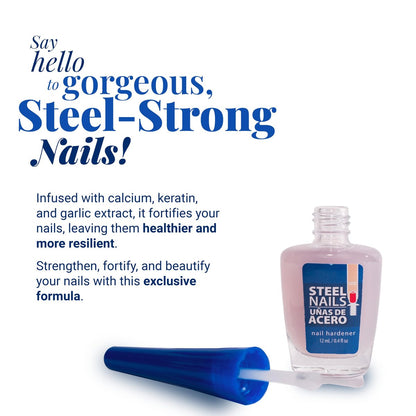 Amen Beauty Steel Nails: Nail Strengthener & Clear Nail Polish for Damaged Nails – Hardener & Growth, Keratin Treatment, Extra Strength (0.4 Fl Oz, Nude)