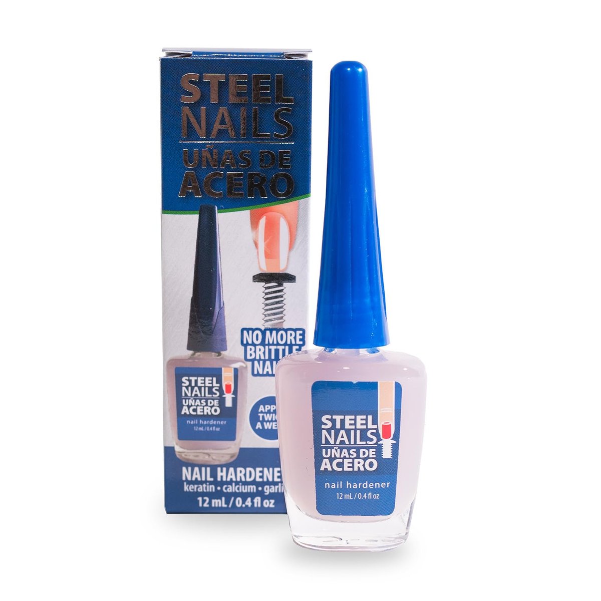 Amen Beauty Steel Nails: Nail Strengthener & Clear Nail Polish for Damaged Nails – Hardener & Growth, Keratin Treatment, Extra Strength (0.4 Fl Oz, Nude) - görsel 1