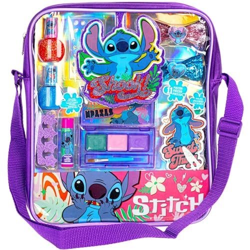 Disney Lilo & Stitch Makeup Filled Shoulder Bag – Pretend Play Makeup Set with Lip Gloss, Nail Polish, Hair Bow & More for Girls Ages 3+ Avelisse