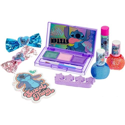 Disney Lilo & Stitch Makeup Filled Shoulder Bag – Pretend Play Makeup Set with Lip Gloss, Nail Polish, Hair Bow & More for Girls Ages 3+ Avelisse