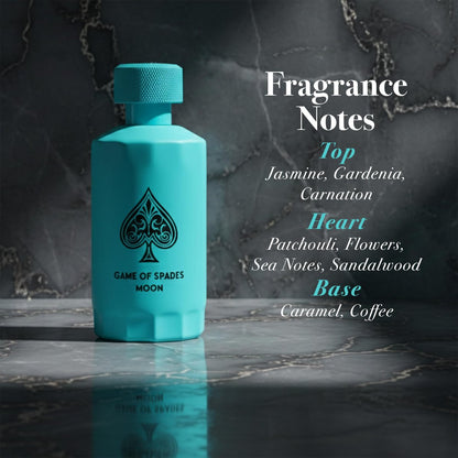 Jo Milano Game of Spades Moon Parfum Spray - 3.4 oz (100ml) Unisex Amber, Fresh, Sweet, Musky, Warm Spicy Fragrance Avelisse