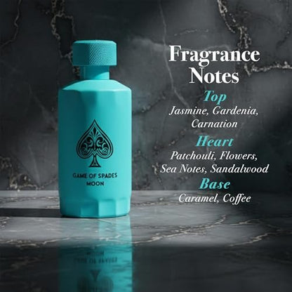 Jo Milano Game of Spades Moon Parfum Spray - 3.4 oz (100ml) Unisex Amber, Fresh, Sweet, Musky, Warm Spicy Fragrance Avelisse