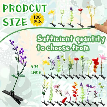 Haawooky 100 Pieces Bean Sprout Hair Clips - Mixed Style Plant Hairpins for Women, Girls, and Kids Avelisse