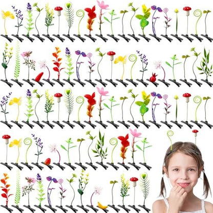 Haawooky 100 Pieces Bean Sprout Hair Clips - Mixed Style Plant Hairpins for Women, Girls, and Kids Avelisse