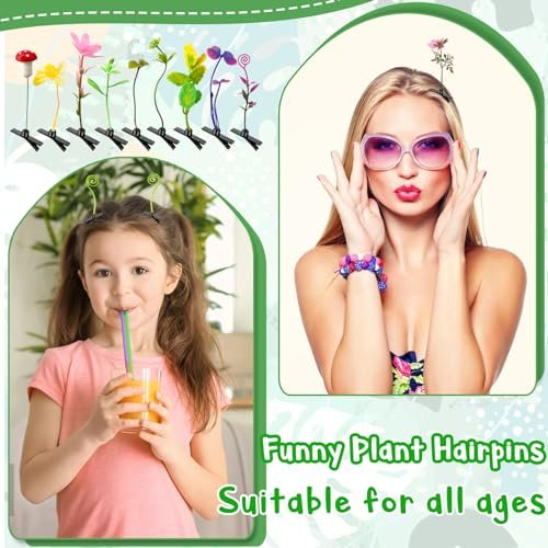 Haawooky 100 Pieces Bean Sprout Hair Clips - Mixed Style Plant Hairpins for Women, Girls, and Kids Avelisse