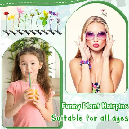 Haawooky 100 Pieces Bean Sprout Hair Clips - Mixed Style Plant Hairpins for Women, Girls, and Kids Avelisse
