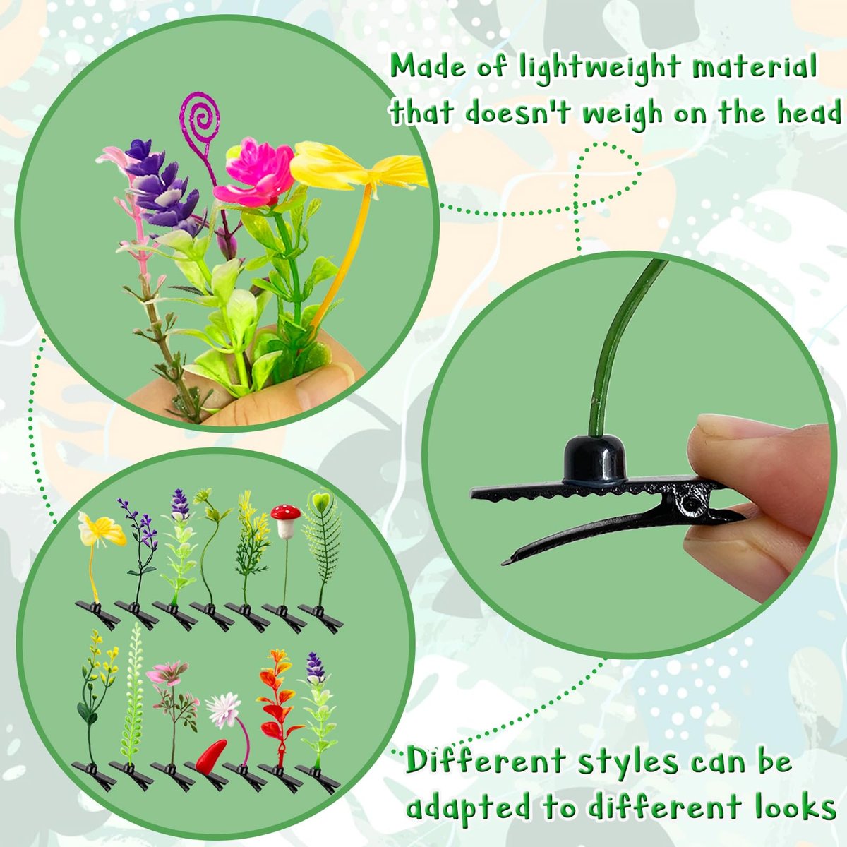 Haawooky 100 Pieces Bean Sprout Hair Clips - Mixed Style Plant Hairpins for Women, Girls, and Kids Avelisse