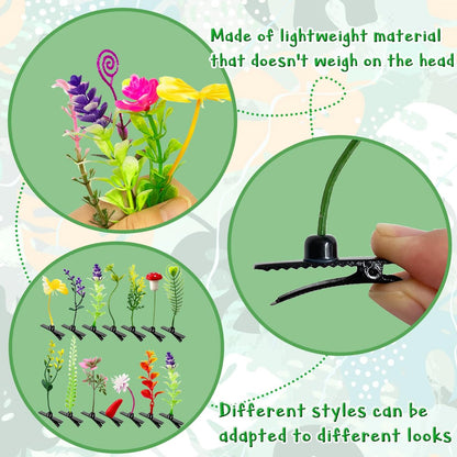 Haawooky 100 Pieces Bean Sprout Hair Clips - Mixed Style Plant Hairpins for Women, Girls, and Kids Avelisse