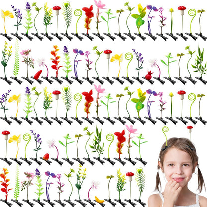 Haawooky 100 Pieces Bean Sprout Hair Clips - Mixed Style Plant Hairpins for Women, Girls, and Kids Avelisse