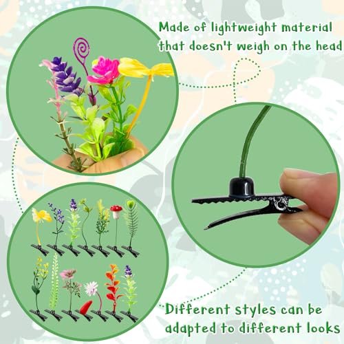 Haawooky 100 Pieces Bean Sprout Hair Clips - Mixed Style Plant Hairpins for Women, Girls, and Kids Avelisse
