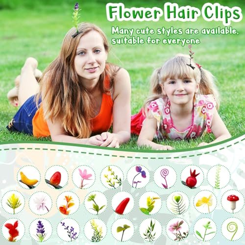 Haawooky 100 Pieces Bean Sprout Hair Clips - Mixed Style Plant Hairpins for Women, Girls, and Kids Avelisse