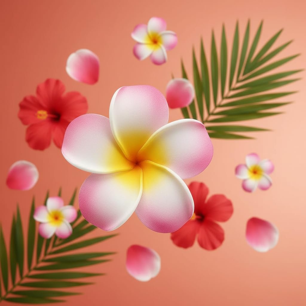 Juroicessry 4 Pcs 7cm White and Pink Hawaiian Frangipani Plumeria Foam Head Flower Party Beach Hair Clip Hair Clips - görsel 3