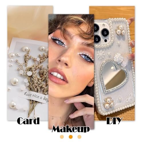 BlingKingdom 660pcs Self Adhesive Pearl Stickers - Flat Back Pearls for Crafts, Hair, Face Makeup, Nails, Phone, Scrapbooking (White, 4 Sizes 3mm/4mm/5mm/6mm) - görsel 14