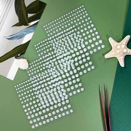 BlingKingdom 660pcs Self Adhesive Pearl Stickers - Flat Back Pearls for Crafts, Hair, Face Makeup, Nails, Phone, Scrapbooking (White, 4 Sizes 3mm/4mm/5mm/6mm) - görsel 16