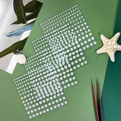 BlingKingdom 660pcs Self Adhesive Pearl Stickers - Flat Back Pearls for Crafts, Hair, Face Makeup, Nails, Phone, Scrapbooking (White, 4 Sizes 3mm/4mm/5mm/6mm)