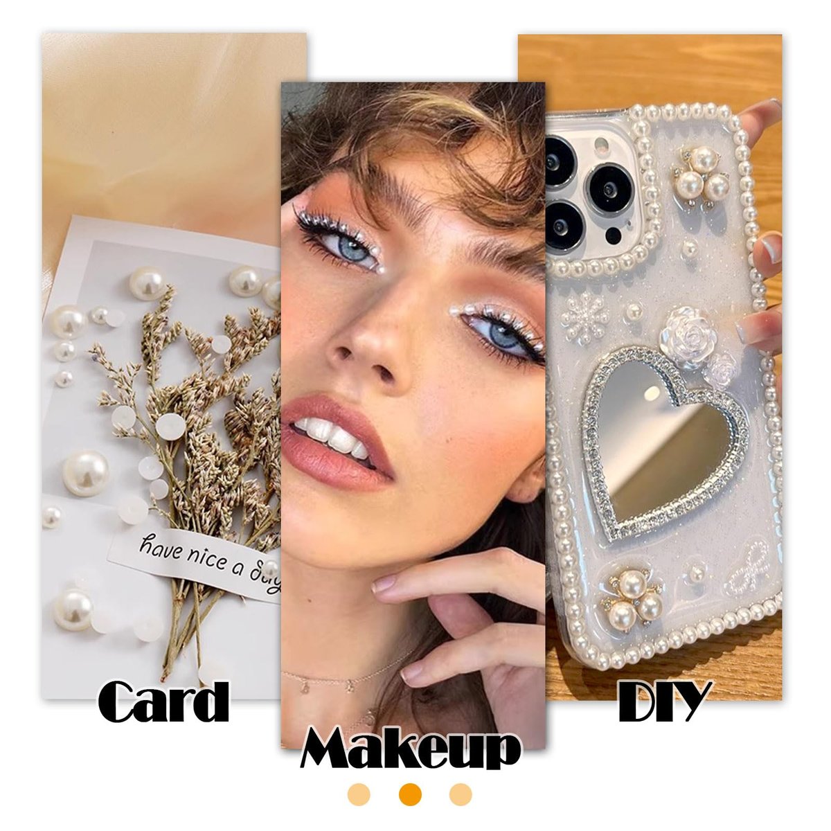 BlingKingdom 660pcs Self Adhesive Pearl Stickers - Flat Back Pearls for Crafts, Hair, Face Makeup, Nails, Phone, Scrapbooking (White, 4 Sizes 3mm/4mm/5mm/6mm) - görsel 13