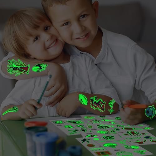 EMOME 30 Sheets Luminous Tattoos for Kids – Sports Styles Temporary Tattoo Stickers with Football, Basketball, Soccer for Boys – Glow Party Supplies, Party Favors, Goodie Bag Stuffers - görsel 14