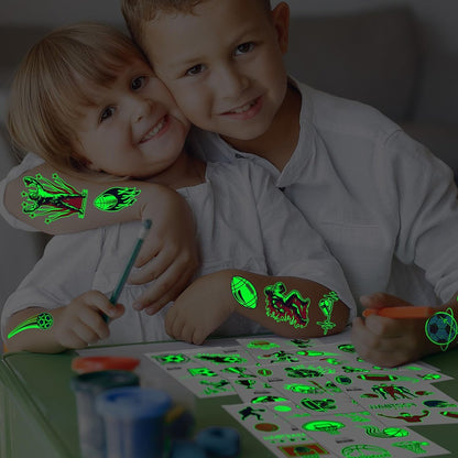 EMOME 30 Sheets Luminous Tattoos for Kids – Sports Styles Temporary Tattoo Stickers with Football, Basketball, Soccer for Boys – Glow Party Supplies, Party Favors, Goodie Bag Stuffers