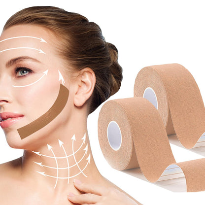 Snmzlc 2 Rolls Facial Myofascial Lift Tape - Anti-Wrinkle Tape Patches for Firming and Tightening Skin, 2.5cm x 5m per Roll, Suitable for All Parts of Face and Neck