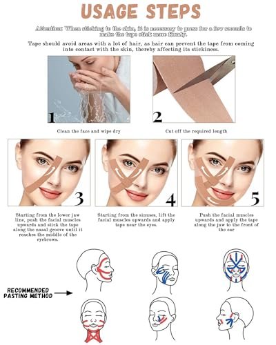 Snmzlc 2 Rolls Facial Myofascial Lift Tape - Anti-Wrinkle Tape Patches for Firming and Tightening Skin, 2.5cm x 5m per Roll, Suitable for All Parts of Face and Neck - görsel 4