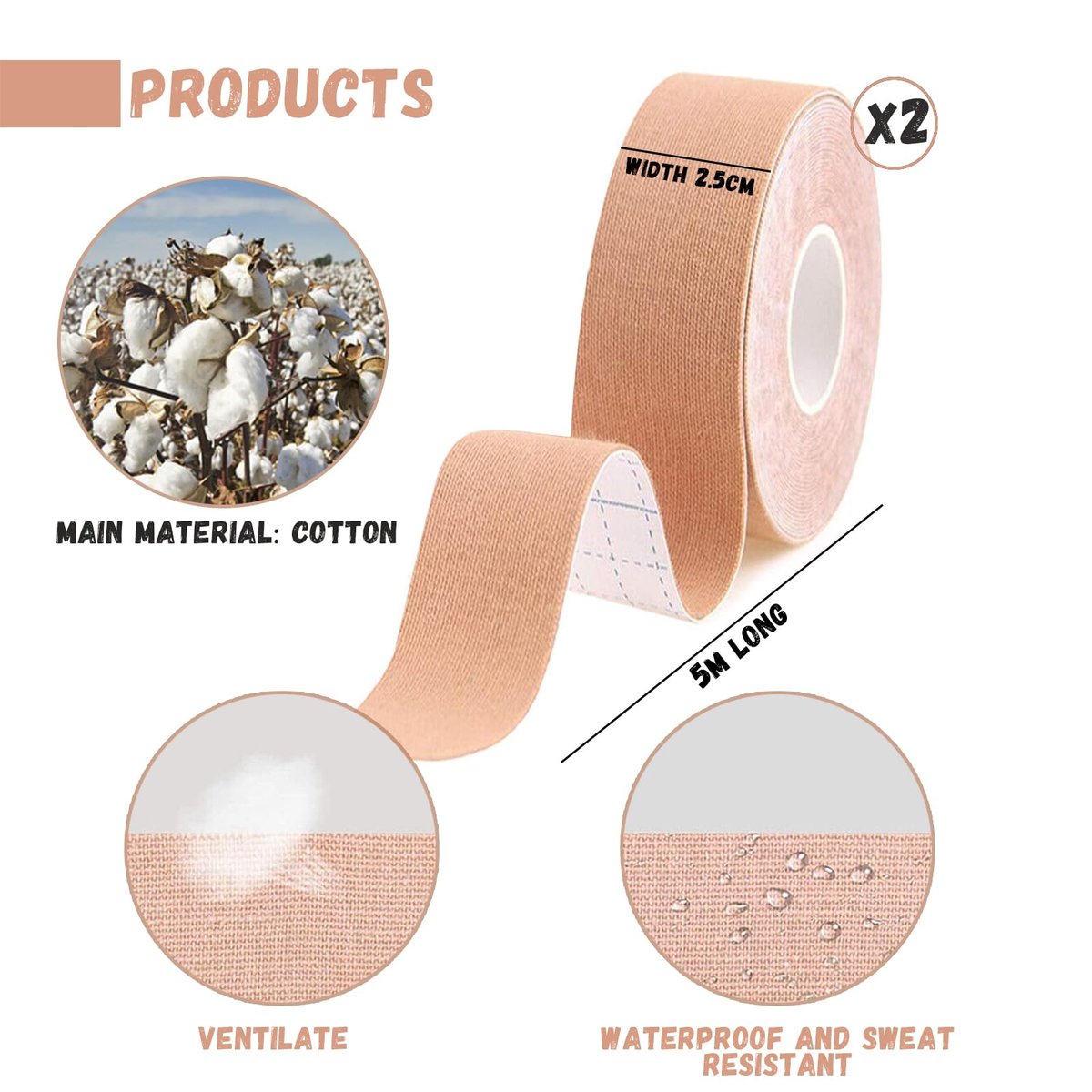 Snmzlc 2 Rolls Facial Myofascial Lift Tape - Anti-Wrinkle Tape Patches for Firming and Tightening Skin, 2.5cm x 5m per Roll, Suitable for All Parts of Face and Neck - görsel 5
