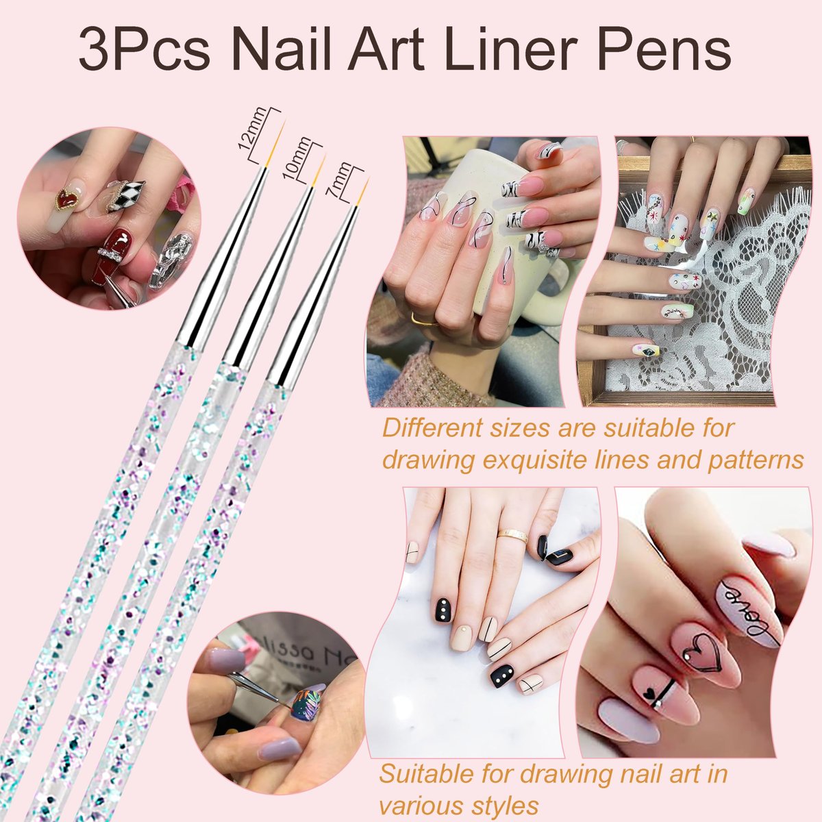 MYR 34-Piece Nail Art Brushes Set - Professional Nail Design Tools with Dotting Tools, Drawing Pens, Brush Brackets, and Nano Polishing Rubs - görsel 9
