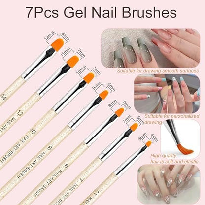 MYR 34-Piece Nail Art Brushes Set - Professional Nail Design Tools with Dotting Tools, Drawing Pens, Brush Brackets, and Nano Polishing Rubs