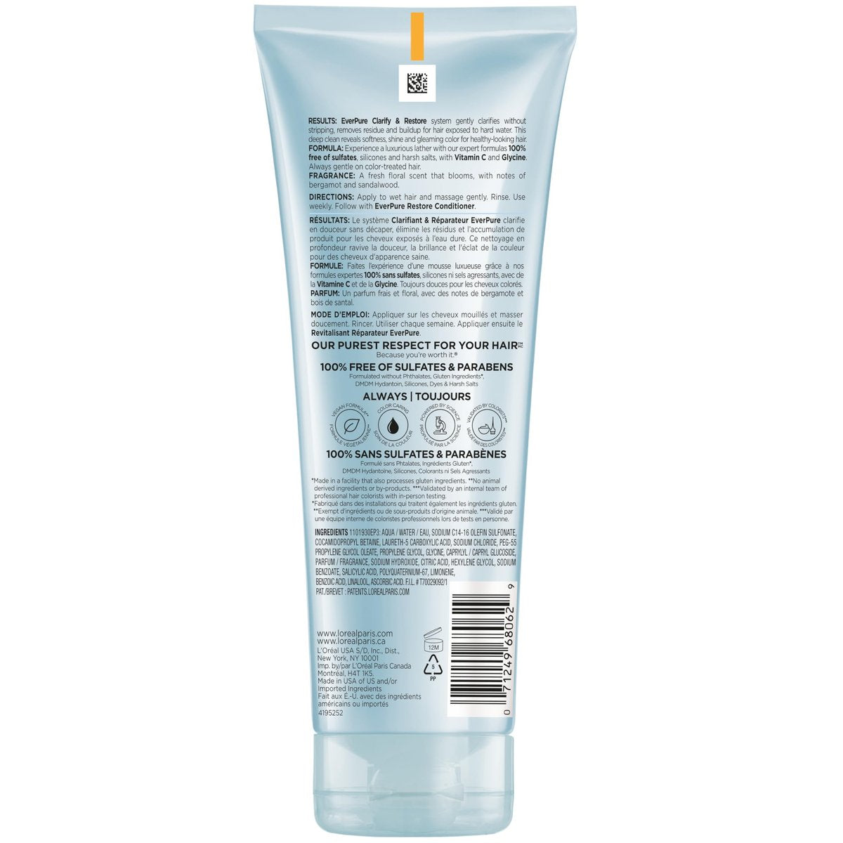 L'Oreal Paris EverPure Clarify Sulfate Free Shampoo with Antioxidants, Clarifying Shampoo for Hard Water Exposure and Styling Build-up, 6.8 Fl Oz - görsel 15