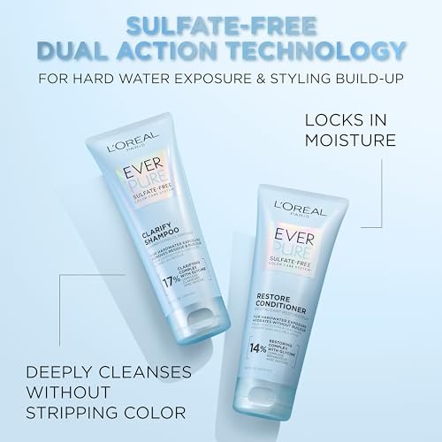 L'Oreal Paris EverPure Clarify Sulfate Free Shampoo with Antioxidants, Clarifying Shampoo for Hard Water Exposure and Styling Build-up, 6.8 Fl Oz - görsel 4
