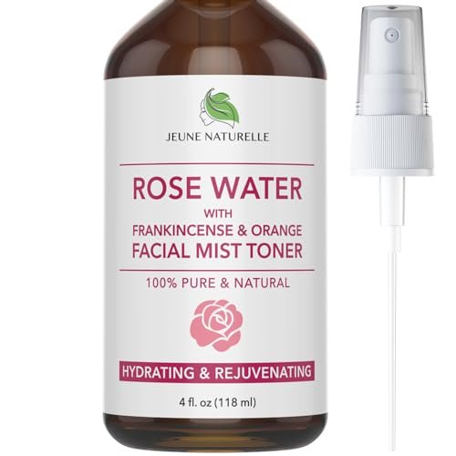 100% Pure Rose Water Spray for Face - Hydrating Facial Mist Toner with Frankincense & Blood Orange, Alcohol Free, Dye Free, Steam Distilled, 4 oz Avelisse