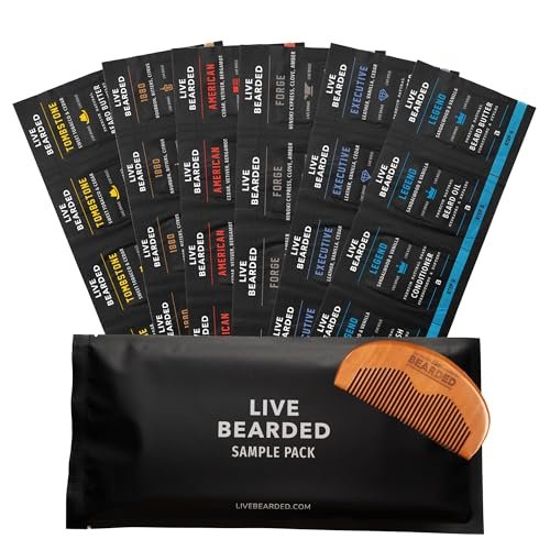 Live Bearded Beard Oil and Butter Grooming Kit Sample Pack with Comb – All-Natural Shea, Argan, Jojoba – Made in the USA Avelisse