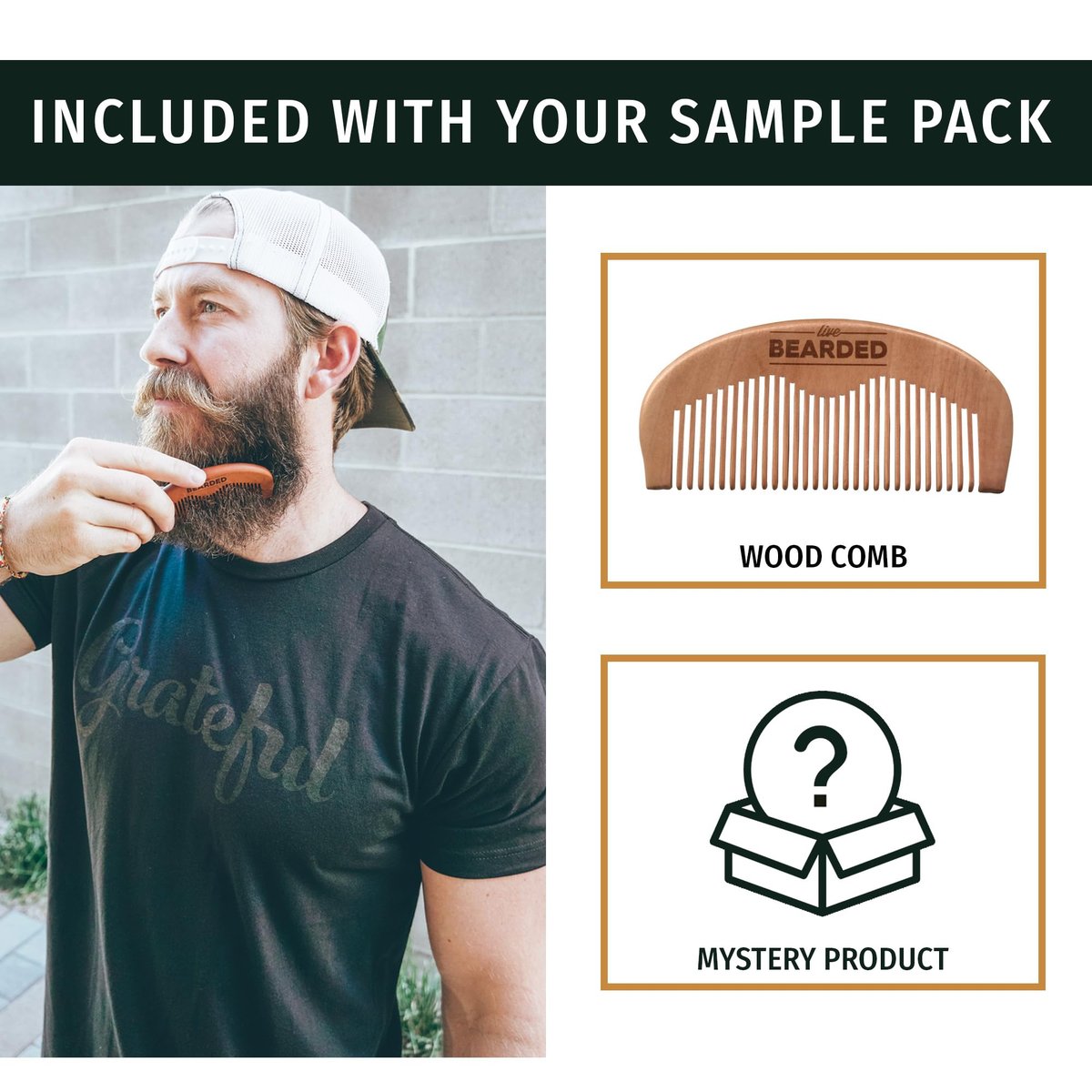 Live Bearded Beard Oil and Butter Grooming Kit Sample Pack with Comb – All-Natural Shea, Argan, Jojoba – Made in the USA Avelisse