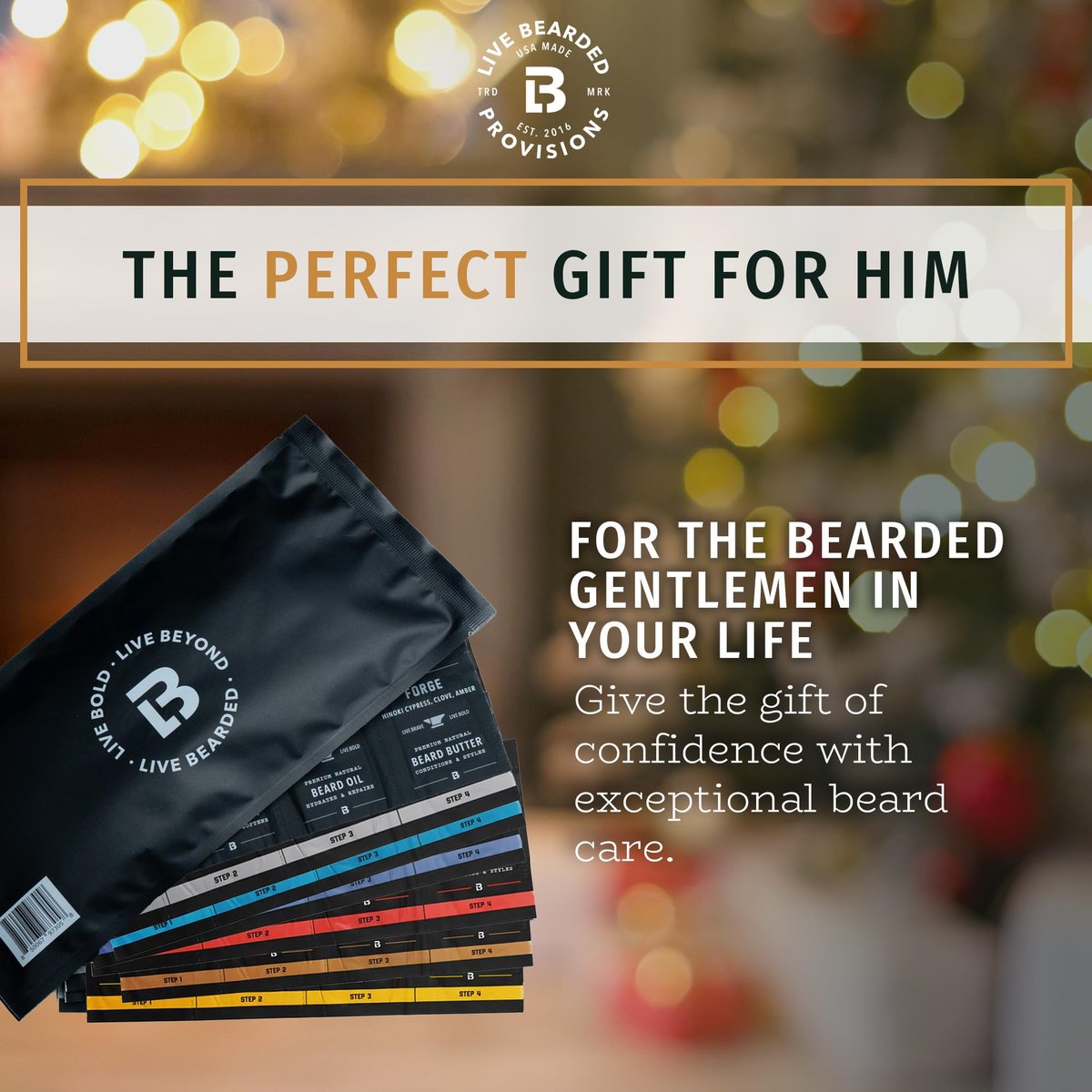 Live Bearded Beard Oil and Butter Grooming Kit Sample Pack with Comb – All-Natural Shea, Argan, Jojoba – Made in the USA Avelisse