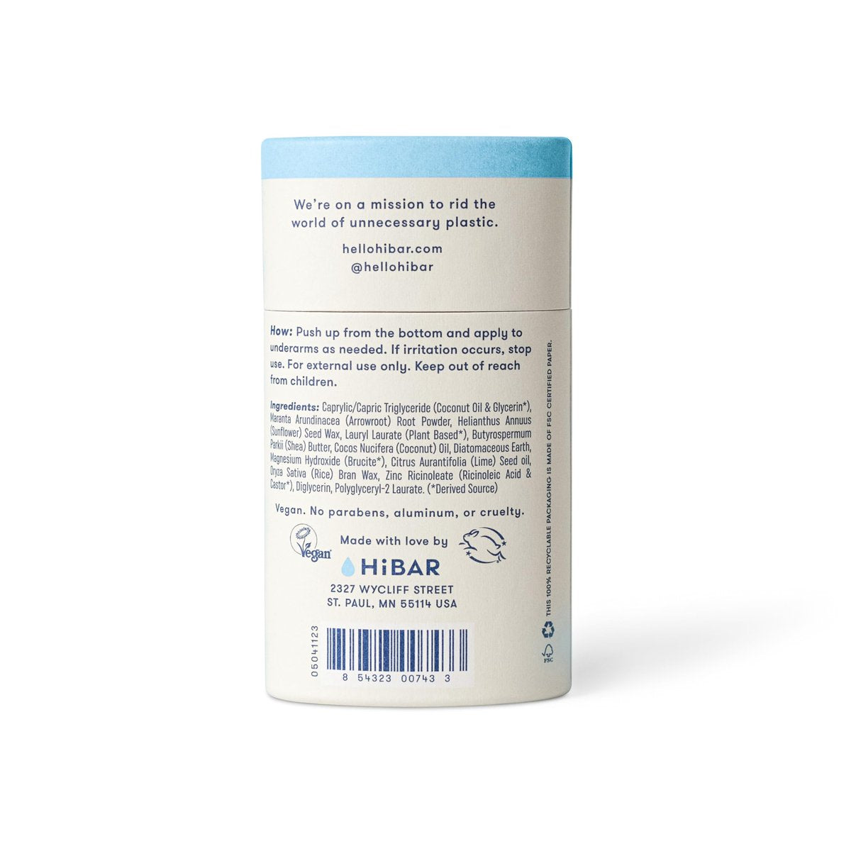 HiBAR Sensitive Deodorant 3-Pack – Unscented Natural Deodorant for Sensitive Skin, Aluminum-Free, Baking Soda-Free, Cruelty-Free, Travel-Friendly Size with Easy Push-Up Applicator Avelisse