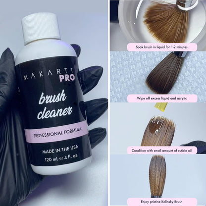 MakarttPro Professional Nail Brush Cleaner & Conditioner – 4oz Acrylic Brush Prep & Sanitation Solution, Made in USA Avelisse