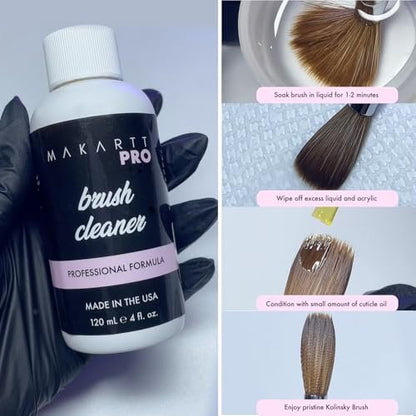 MakarttPro Professional Nail Brush Cleaner & Conditioner – 4oz Acrylic Brush Prep & Sanitation Solution, Made in USA Avelisse