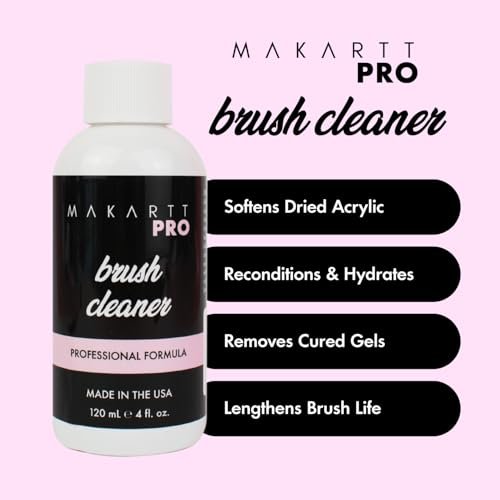 MakarttPro Professional Nail Brush Cleaner & Conditioner – 4oz Acrylic Brush Prep & Sanitation Solution, Made in USA Avelisse