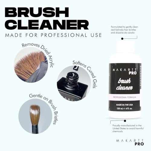 MakarttPro Professional Nail Brush Cleaner & Conditioner – 4oz Acrylic Brush Prep & Sanitation Solution, Made in USA Avelisse