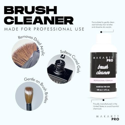 MakarttPro Professional Nail Brush Cleaner & Conditioner – 4oz Acrylic Brush Prep & Sanitation Solution, Made in USA Avelisse