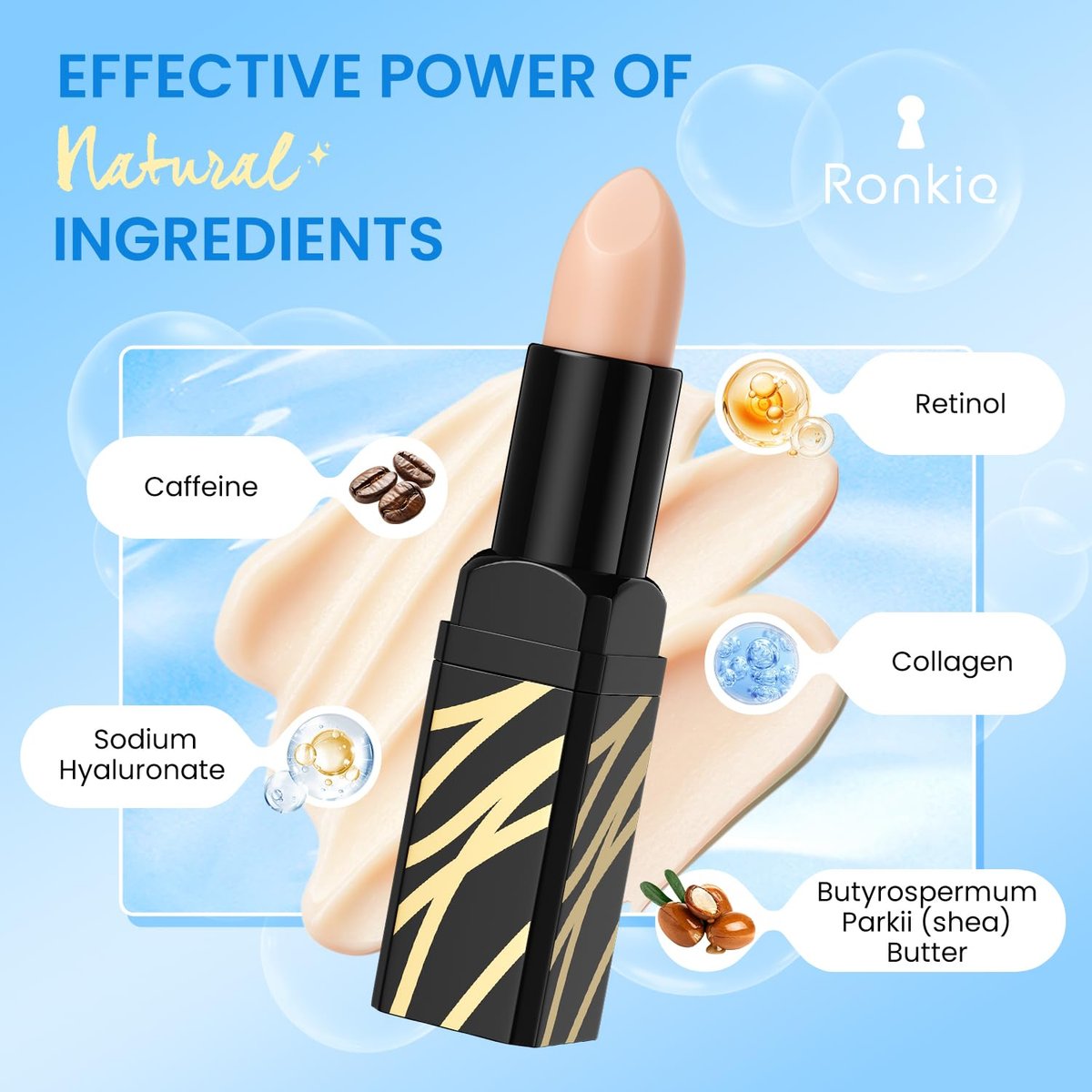 RONKIE Caffeine Eye Cream Stick - Dark Circles & Fine Lines Treatment, Hydrating Eye Area Care, 0.12 oz - görsel 7