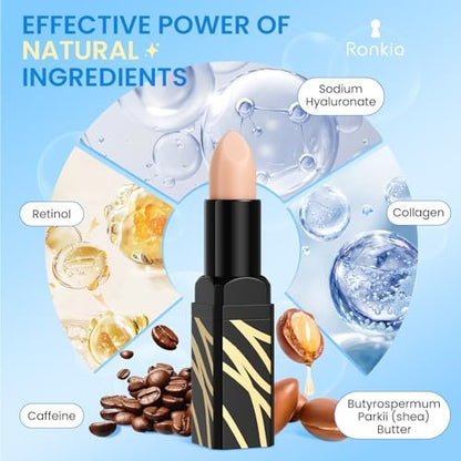 RONKIE Caffeine Eye Cream Stick - Dark Circles & Fine Lines Treatment, Hydrating Eye Area Care, 0.12 oz