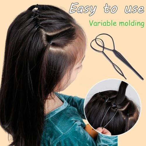 2000 PCS Hair Bands, Elastic Hair Ties with 2 Topsy Tail Tools - Non-Slip Small Hair Rubbers for Ponytails, Black Avelisse