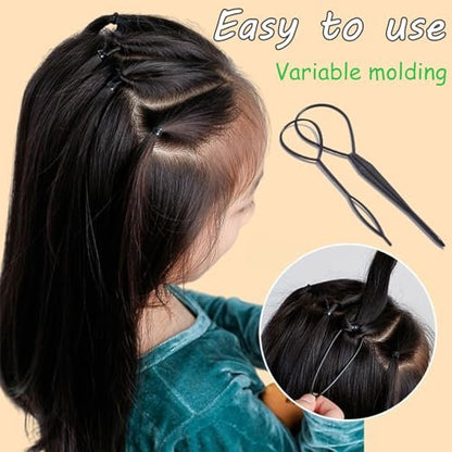2000 PCS Hair Bands, Elastic Hair Ties with 2 Topsy Tail Tools - Non-Slip Small Hair Rubbers for Ponytails, Black Avelisse