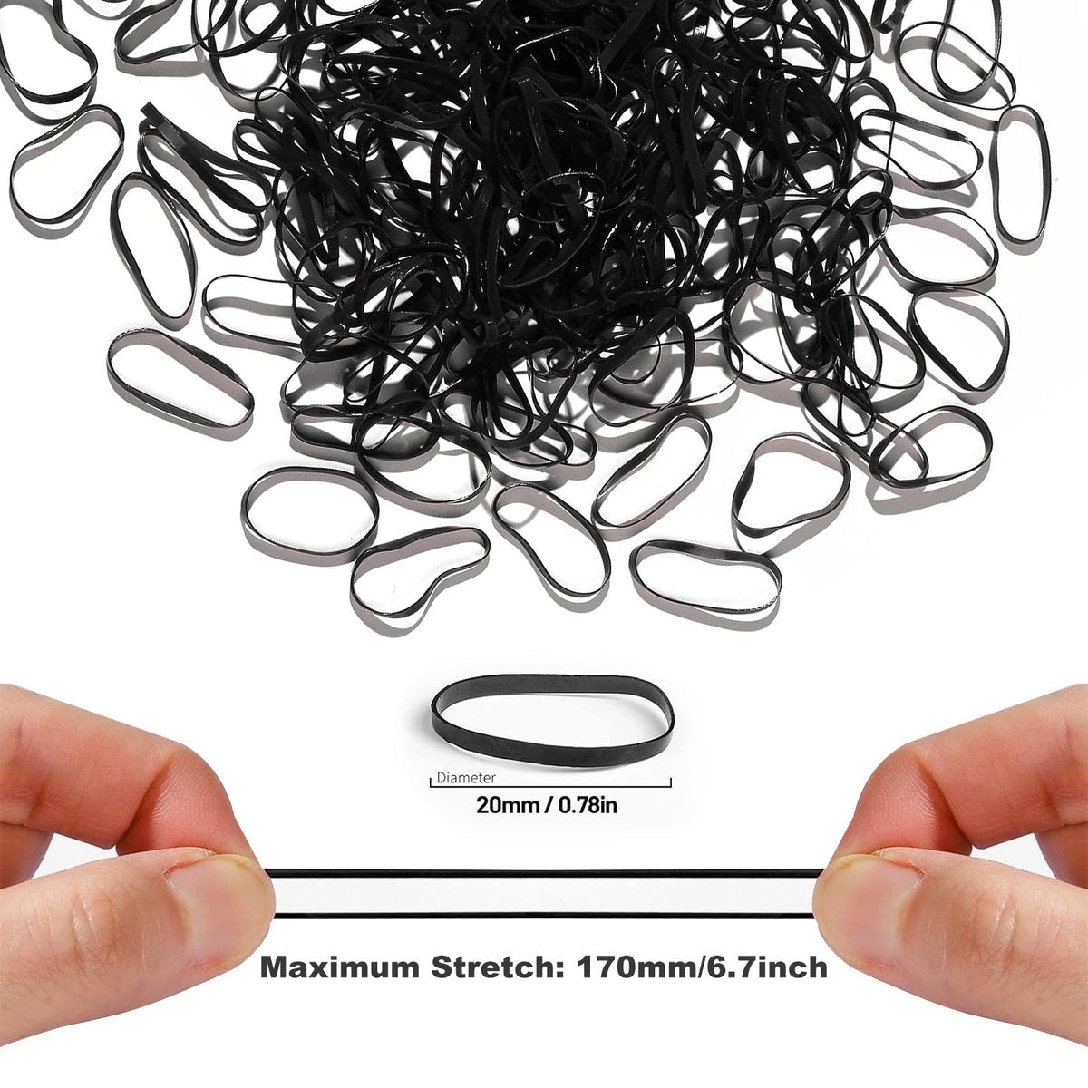 2000 PCS Hair Bands, Elastic Hair Ties with 2 Topsy Tail Tools - Non-Slip Small Hair Rubbers for Ponytails, Black Avelisse