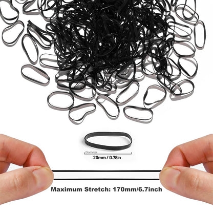 2000 PCS Hair Bands, Elastic Hair Ties with 2 Topsy Tail Tools - Non-Slip Small Hair Rubbers for Ponytails, Black Avelisse