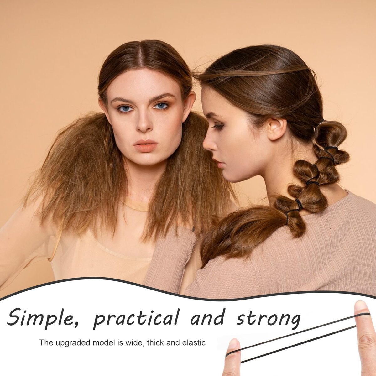 2000 PCS Hair Bands, Elastic Hair Ties with 2 Topsy Tail Tools - Non-Slip Small Hair Rubbers for Ponytails, Black Avelisse
